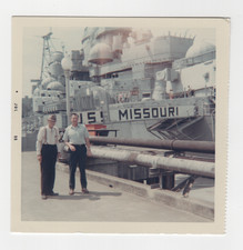 Vintage 1969 Photo USS Missouri BB-63 Battleship Navy Ship Dockside Snapshot 60s picture