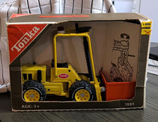 Vintage 70-80s Tonka Diecast Forklift w/ Container Yellow Orange Black #1991 CIB picture