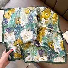 100% Pure Silk Square Scarf Women Silk Neckerchief Bandanna Hair Scarf 21