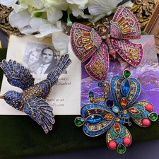  Classic Vintage Blue Rhinestone Bird Brooch Sparkling Crystal Flying Bird Pin picture