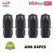 4PCs AN6 -6AN Black STRAIGHT Swivel Fuel Gas Oil Hose End Fittings Connector US picture