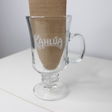 Vintage Kahlua Clear Glass Irish Coffee Cup Mug Handle Etched RARE picture