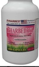 Generic Benadryl Pharbest Antihistamine Diphenhydramine 50mg Caps 1000ct picture