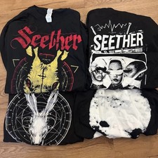 Lot of 4 Seether 2012 Tour Concert Band T-shirt Black Gray Crow Cloud Sz Large picture