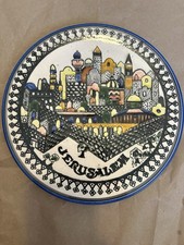 Vintage Jerusalem Holy Old City Plaque Ceramic Wall Plate Hebrew Jewish Judaism picture