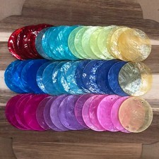 50PC Colorful Mixed Natural Capiz Sea Shells Round Windchime Charms 2