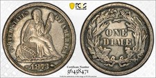 1873 Seated Liberty Dime - Arrows - PCGS XF Detail, Cleaned picture