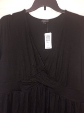 New With Tags- Torrid Black Blouse. Size 1X 14-16 -Twist Front Slinky Tunic BBD picture