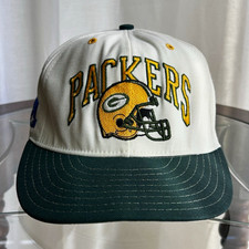 Vtg 90s RARE Green Bay Packers Hat Big Logo Helmet NFC Snapback Cap NFL USA picture