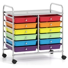 Costway 12 Drawers Rolling Storage Cart for Home and Office-Multicolor - Color: picture
