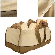NEW Jumbo Fireplace Fire Wood Log Tote. Firewood Canvas Caddy Carrier Holder Bag picture