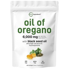 Micro Ingredients Oregano & Black Seed Oil – 6000mg, 300 Softgels, 2-in-1 picture