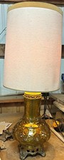 Vintage “Cracked” Amber Dual Lit Lamp 120V  picture