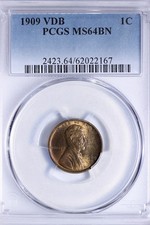 BU 1909 VDB Lincoln Wheat Cent Penny PCGS MS64BN JUMJ picture