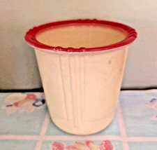 Vintage 1940 50s Yellow Glass Flower Pot American Artware Red Rim 5.25