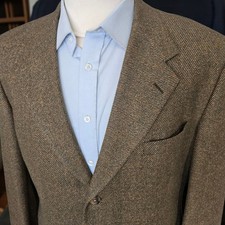 70s Hart Schaffner Marx Blazer 44L Soft Tweed Overcheck Virgin Wool picture