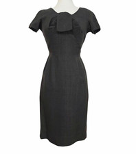 VTG 1950s Richard Cole Black  Sheath Dress Short Sleeve Zip Back Size S picture