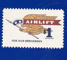 VTG 1968 AIRLIFT STAMP FOR OUR SERVICEMEN $1 US POSTAGE SINGLE UNUSED DOLLAR MNH picture