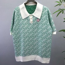 Casablanca Green White Jacquard Monogram Knit Polo Shirt Men's XL picture