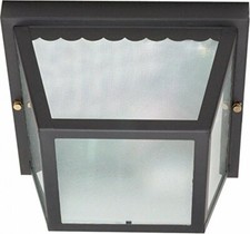 Nuvo 60/473 Metal Frame Carport Flush Mount with Textured Frosted Glass, Black picture