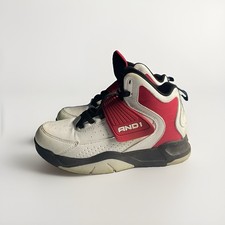 AND1 Boys Size 3 Basketball Shoes White Red Black High Top Youth Sneakers Major picture