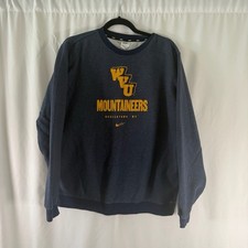 WVU Mountaineers Nike Sweater Women's Large Blue Crew Neck Fleece Lined Pullover picture