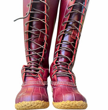 RARE Vintage L.L.Bean 16” Tall Cranberry Shearling-Lined Bean Boots Women’s 6M picture