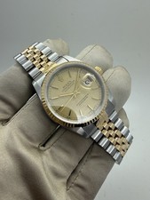 1995 Rolex Datejust 36mm TT Steel 18k Gold Champagne Linen Dial Auto Watch 16233 picture