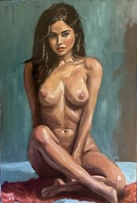 Original Expressionist Nude Painting – Figurative Oil on Board, Ready to Hang picture