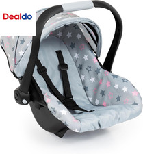 Bayer Design Deluxe Baby Doll Car Seat Grey Pink Stars Up to 18 Inch picture