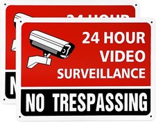 2Pk No Trespassing/24 Hr Video Surveillance/ Warning Sign Aluminum UV Protected picture
