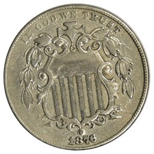 1876 SHILED NICKEL ~ BOLD XF picture