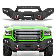Front Bumper W/Winch Plate LED Lights For 2016 2017 2018 GMC Sierra 1500 Offroad picture