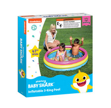 Pinkfong Baby Shark 3-Ring Inflatable Swimming Pool (Portable) Brand New picture