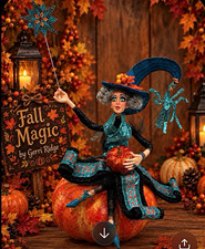 OOAK Art Doll Witch, Serena, by Gerri Ridge, polymer Clay sculpt, Fall/Halloween picture