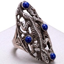 Peruzzi Italy 800 Silver Lizard Ring Vintage Florentine Statement picture
