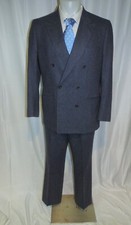 Francesco Smalto Paris x Cifonelli Vintage Blue Flannel Double Breasted Suit 42R picture