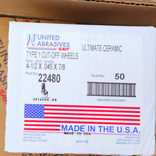 United Abrasives SAIT #22480 Type 1 Ceramic Cut-off Wheels 4-1/2x.045x7/8 50pk picture