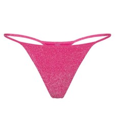 SKIMS Glitter Swim String Thong Magenta Pink Metallic Bikini Bottom Med NWT picture