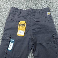 NEW Carhartt Pants Mens 32X34 Gray Canvas Rugged Flex Cargo Work Relaxed Stretch picture