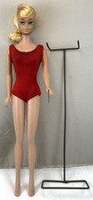 VINTAGE 1965 MATTEL PLATINUM BLONDE SWIRL PONYTAIL BARBIE DOLL W STAND #0850 picture