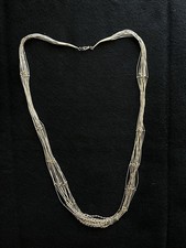 Vintage Navajo Liquid Sterling 925 Silver with Gold Beaded Accent Necklace picture