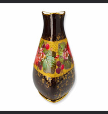 Antique Hand  Painted Creamware Triangular Botanical Vase, circa 1880 picture