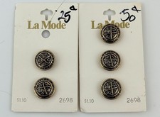 Vintage La Mode Antique Gold Tone Crest Buttons 16mm 5/8