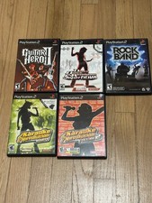 PS2 Guitar Hero II Rock Band DDR Karaoke 5 Disc Music Bundle Lot picture