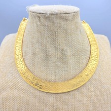 1993 Metropolitan Museum Art MMA Egyptian Revival Gold Plate Collar Necklace 16