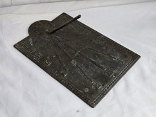 Rare vintage rectangular metal sundial featuring Roman numerals w/ center Pin picture