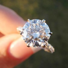 3.6Ctw Round Moissanite Classic 6 Prong Engagement Ring In 14K White Gold Plated picture