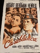 Casablanca RARE Vintage Fabric Panel Movie Poster 1982-Humphrey Bogart-Film Noir picture