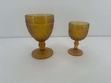 Vintage Amber Glass Goblets - Set of 2 picture